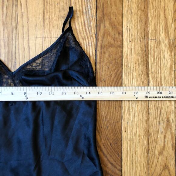 Victoria's Secret NWOT Vintage 1990s Women's Satin Black Lacy Slip Nightgown M - Picture 4 of 7